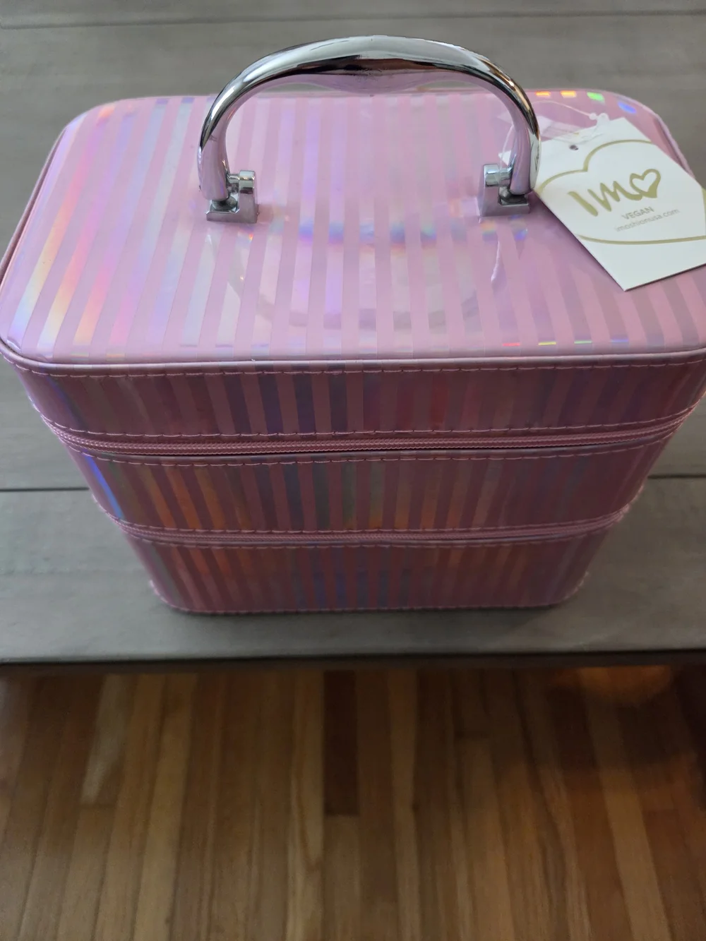Glam Pink Iridescent Vegan Cosmetic Case/Make-up Organizer/Travel Case